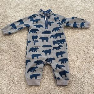 Adorable Bear Print Kids Footie